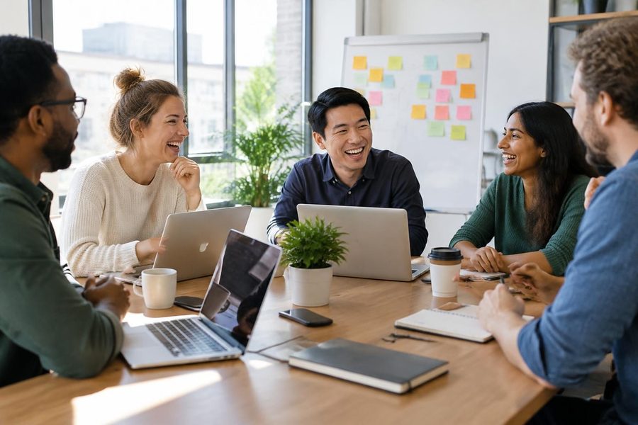 HubIQ teammates collaborating around a conference table